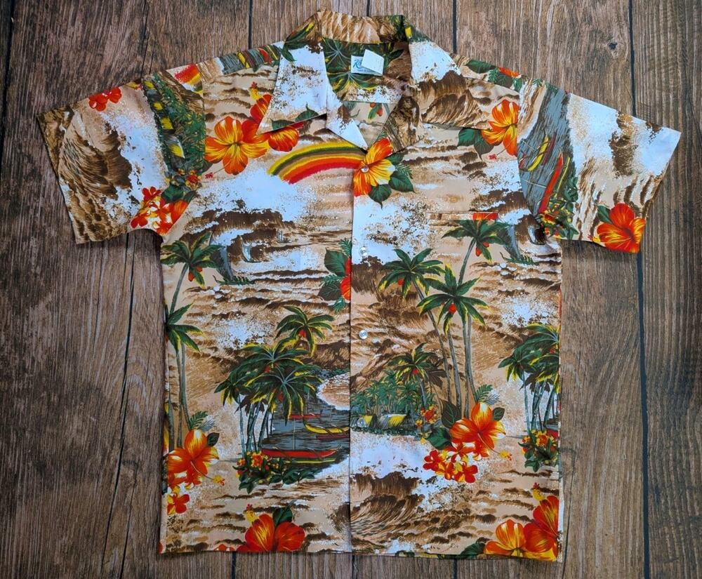Kole Kole Vintage Hawaiian Shirt Men's Size Medium Palm Floral Print Button Down